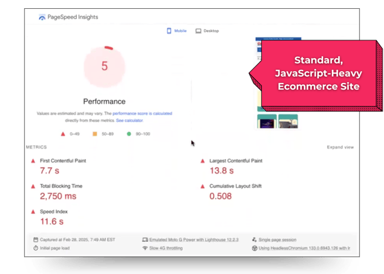 PageSpeed Insights for standard ecommerce website