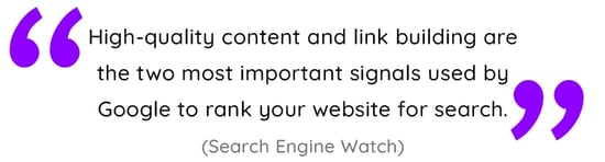 High-quality content and link building are the two most important signals used by Google to rank your website for search.